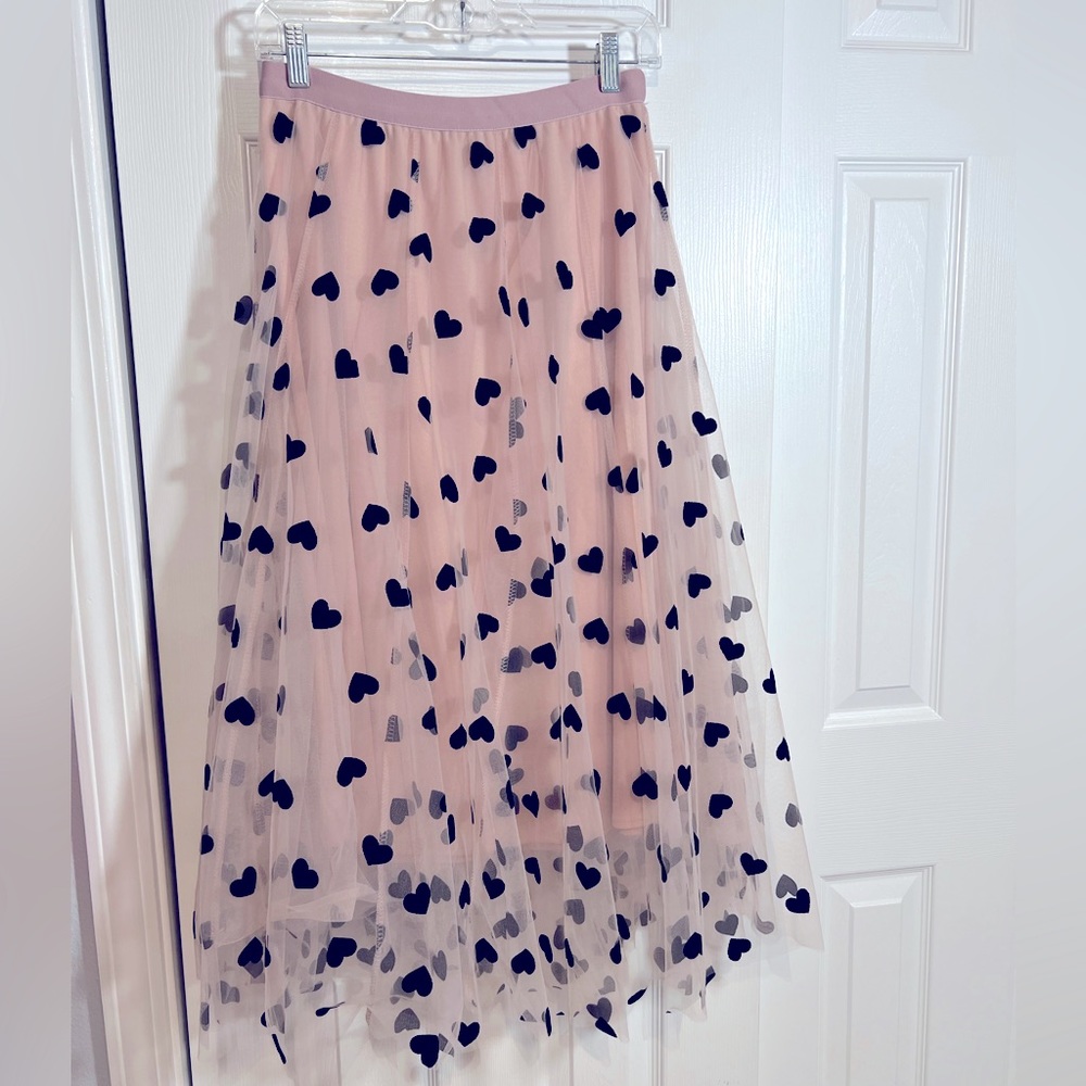 CHICWISH 3D HEART DOUBLE-LAYERED MESH MAXI SKIRT